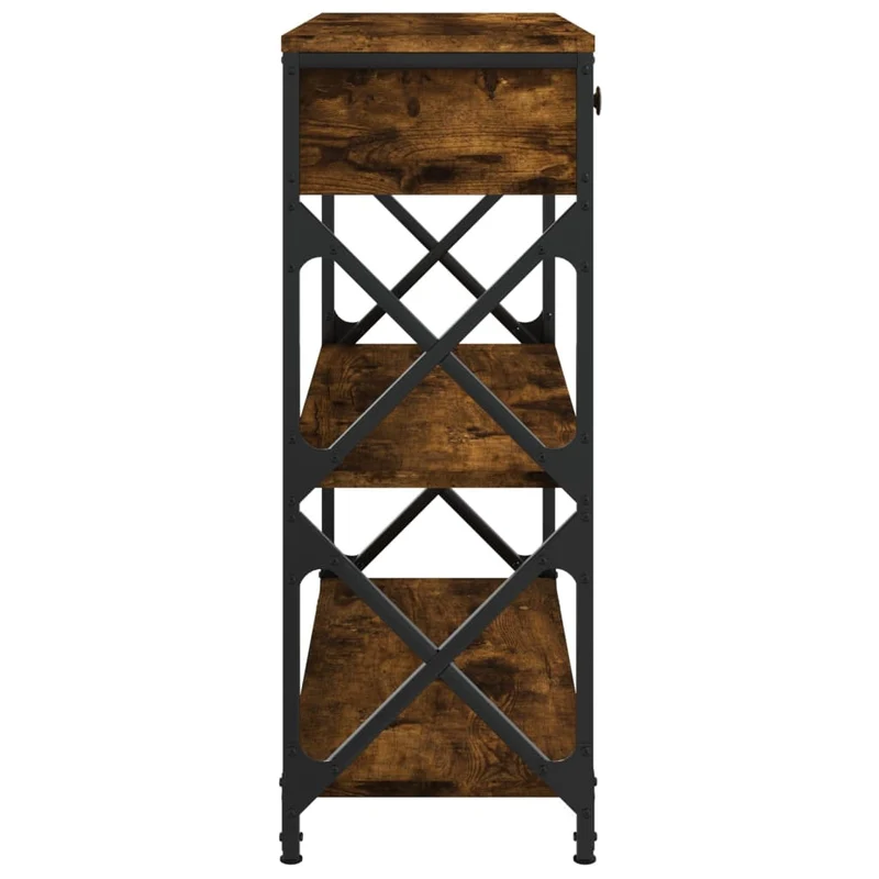 Table console meuble d'entrée avec tiroirs et étagères 75 x 28 x 75 cm bois d'ingénierie marron et métal DEC031805
