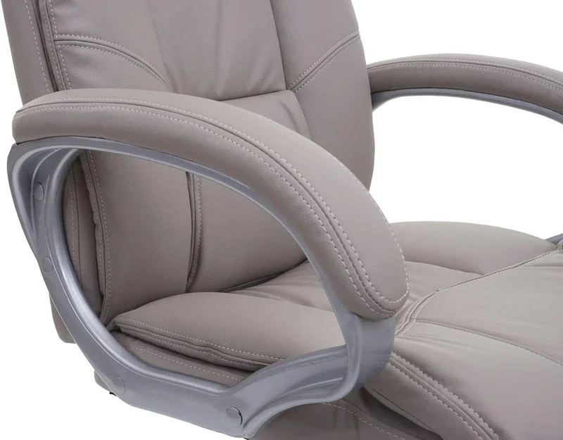 Fauteuil chaise de bureau sur roulettes pivotante hauteur réglable synthétique taupe-gris 04_0001805