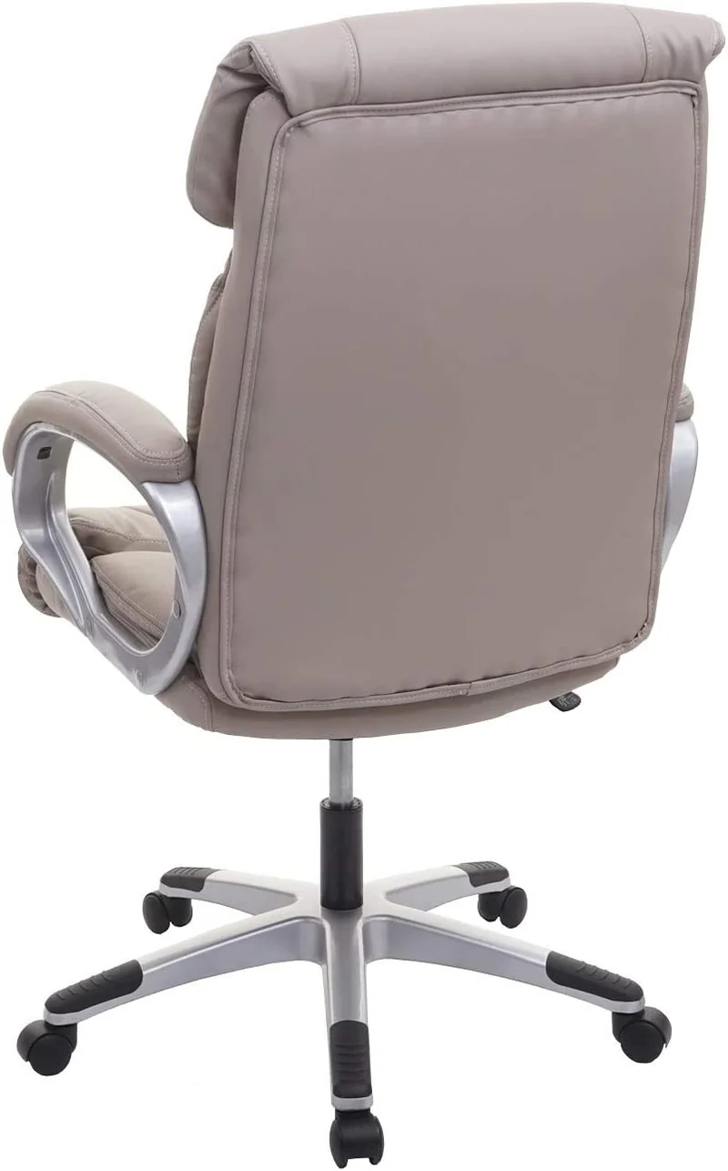 Fauteuil chaise de bureau sur roulettes pivotante hauteur réglable synthétique taupe-gris 04_0001805