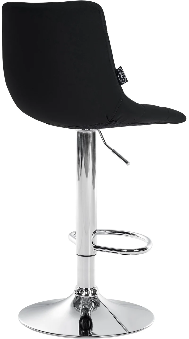 Lot de 2 tabourets de bar en synthétique noir base métal chromé réglable en hauteur et repose-pieds TDB10641