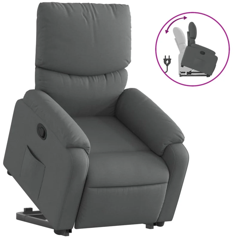 Fauteuil relax TV rembourrage confortable fonction de levage électrique en tissu gris foncé DEC027933