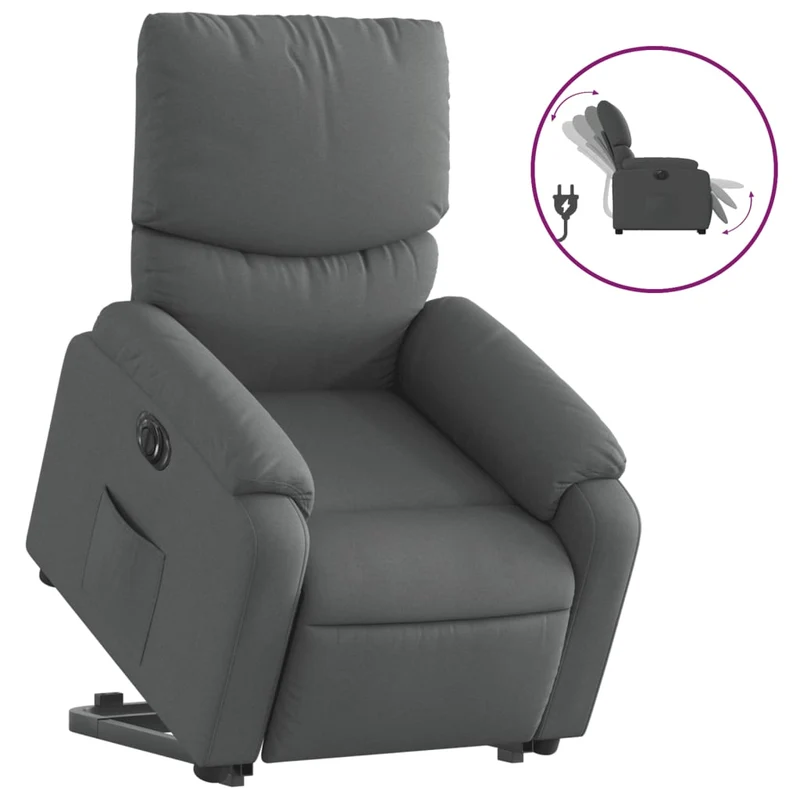 Fauteuil relax TV fonction de levage électrique très confortable en tissu gris foncé DEC028352