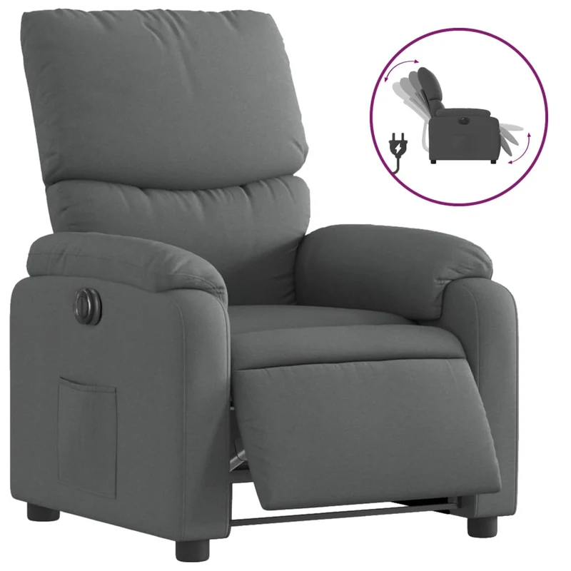 Fauteuil relax TV fonction de levage électrique très confortable en tissu gris foncé DEC028359