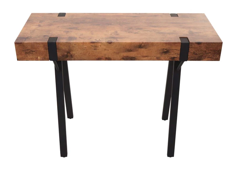 Table console hwc-l54 table téléphonique table de travail table d'appoint table de rangement métal 75 x 100 x 40 cm chêne sauvage foncé 04_0008490