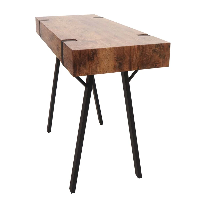 Table console hwc-l54 table téléphonique table de travail table d'appoint table de rangement métal 75 x 100 x 40 cm chêne sauvage foncé 04_0008490