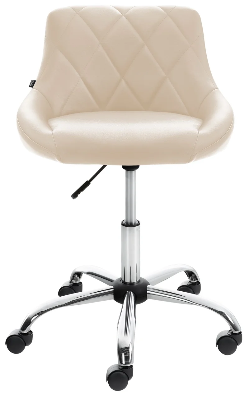 Tabouret de travail confortable pour cabinet médical salon de beauté en PVC crème pivotant et réglable 10_0003225