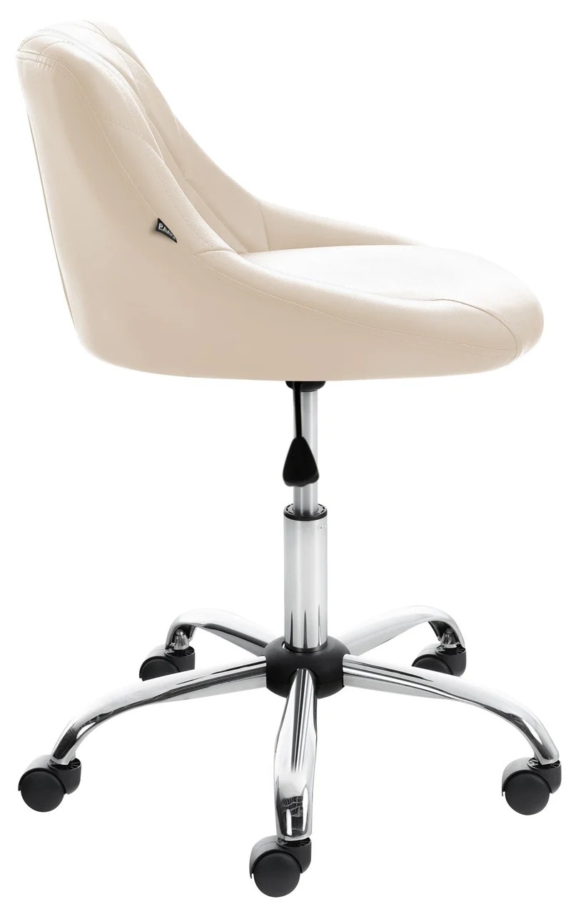 Tabouret de travail confortable pour cabinet médical salon de beauté en PVC crème pivotant et réglable 10_0003225
