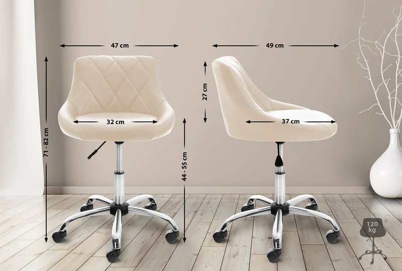 Tabouret de travail confortable pour cabinet médical salon de beauté en PVC crème pivotant et réglable 10_0003225