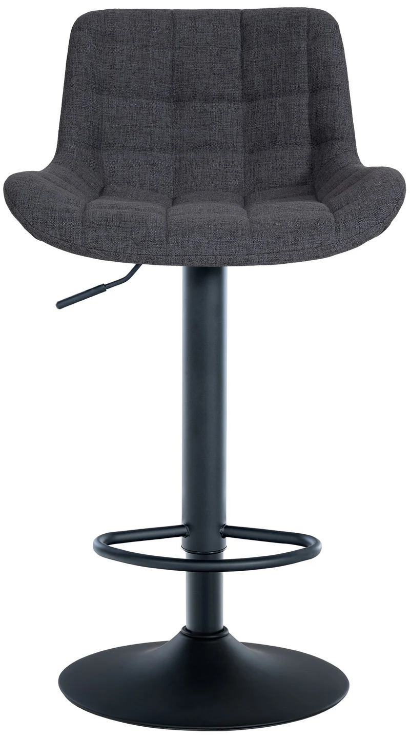 Tabouret de bar x1 structure métallique noir assise en tissu noir avec surpiqûres 10_0005450