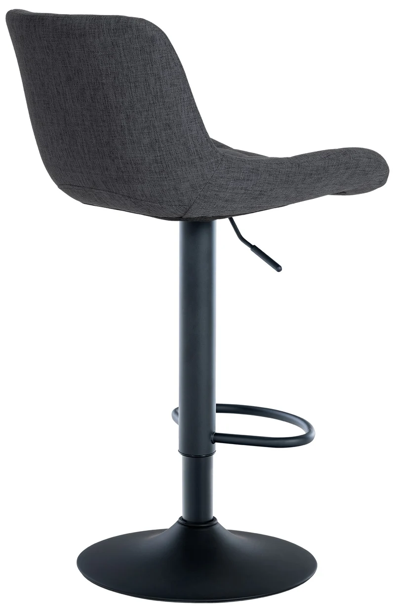 Tabouret de bar x1 structure métallique noir assise en tissu noir avec surpiqûres 10_0005450