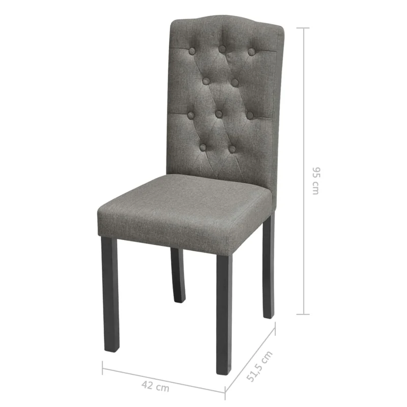 Lot de 2 chaises de salle à manger cuisine dossier capitonné en tissu gris CDS020606
