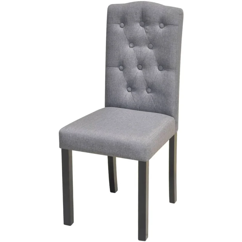 Lot de 6 chaises de salle à manger cuisine style moderne dossier capitonné tissu gris CDS022506