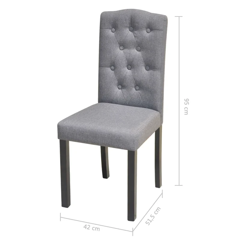 Lot de 6 chaises de salle à manger cuisine style moderne dossier capitonné tissu gris CDS022506
