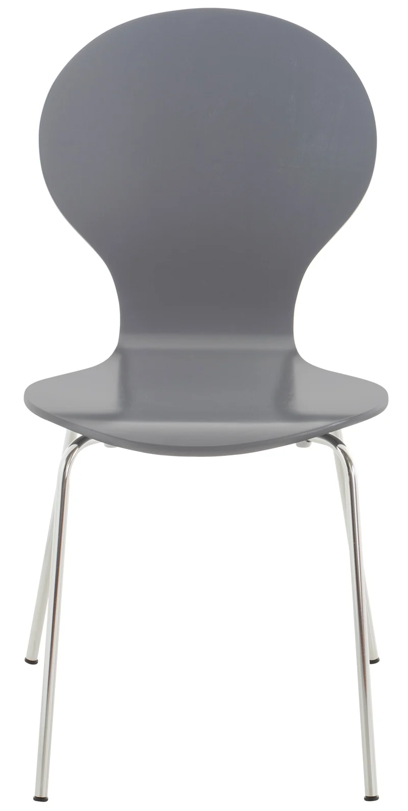 Chaise de cuisine salle à manger x1 empilable dossier arrondi en bois gris et métal chromé 10_0003346