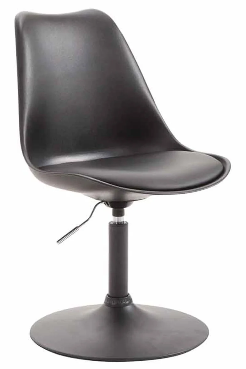 Lot de 4 chaises de salle à manger pivotante hauteur réglable en plastique noir et pied trompette métal noir 10_0001808