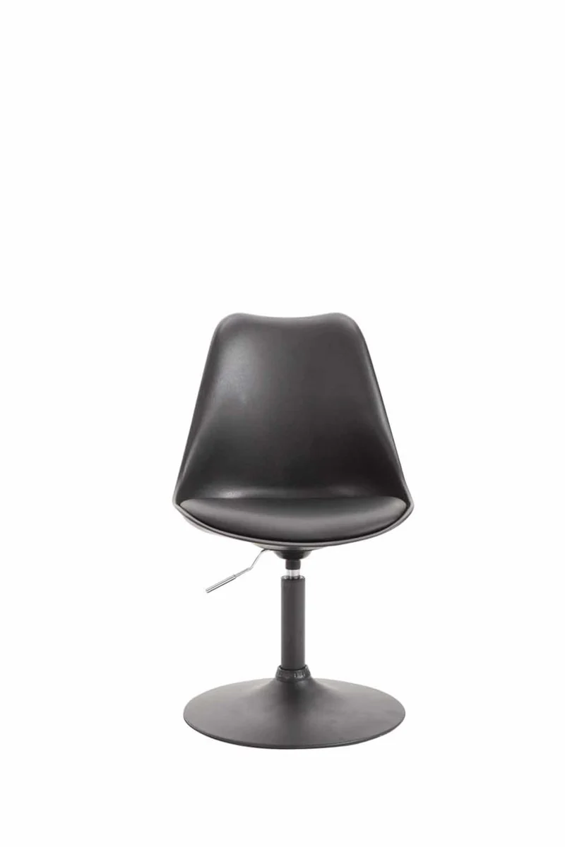 Lot de 4 chaises de salle à manger pivotante hauteur réglable en plastique noir et pied trompette métal noir 10_0001808