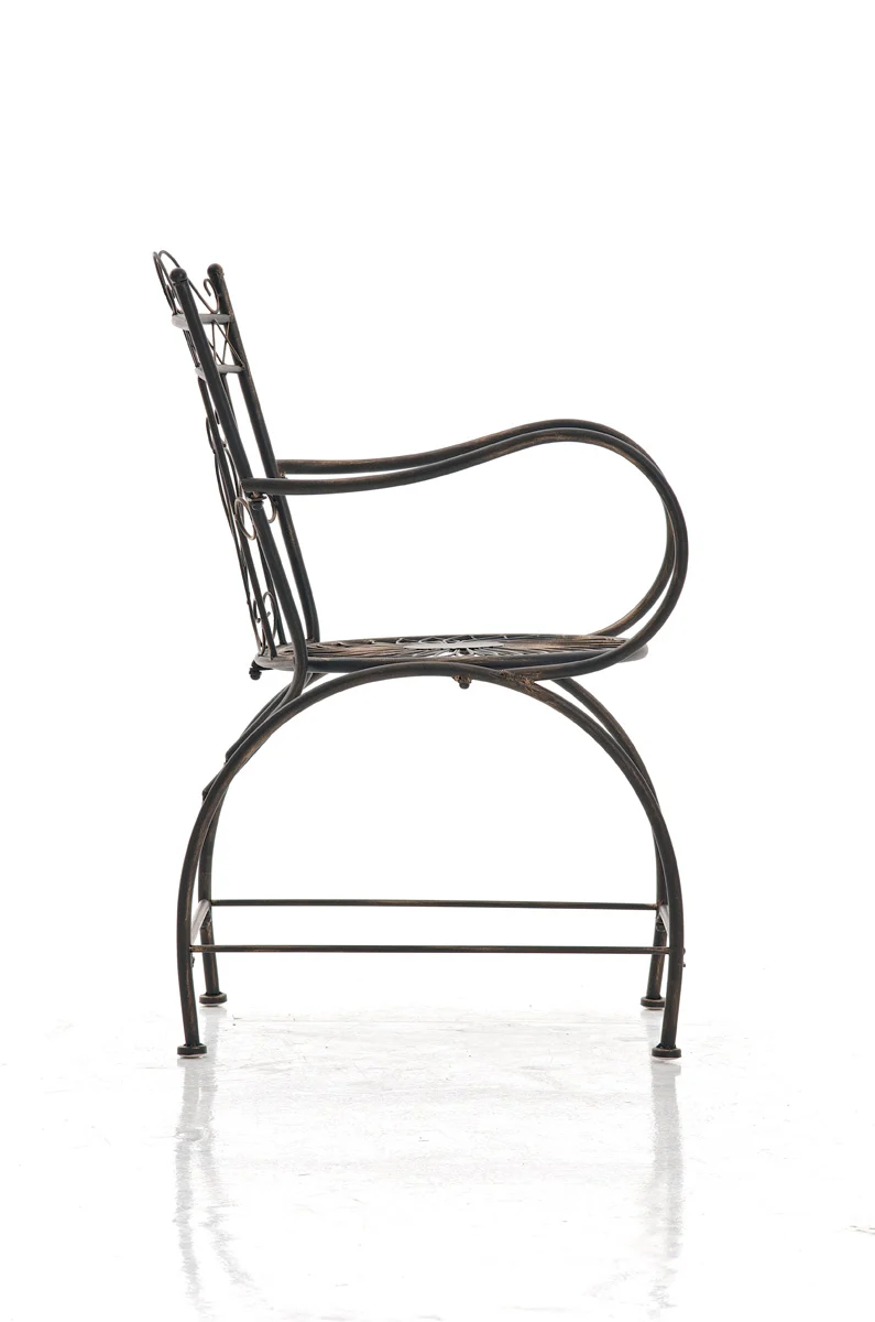 Chaise de jardin avec accoudoirs balcon terrasse design rustique en métal bronze 10_0003029
