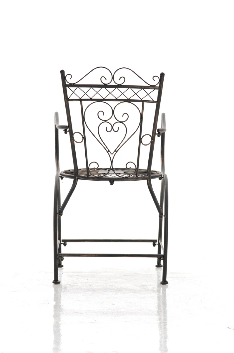 Chaise de jardin avec accoudoirs balcon terrasse design rustique en métal bronze 10_0003029