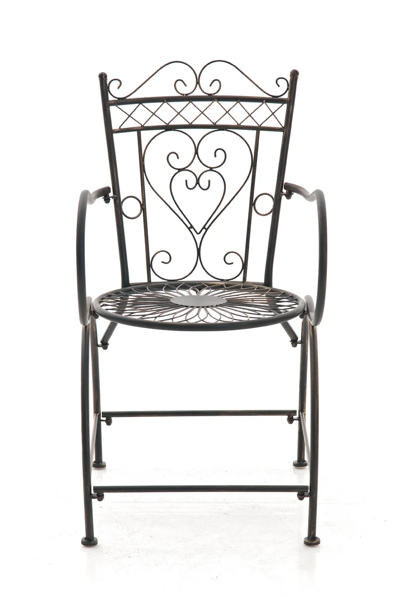 Chaise de jardin avec accoudoirs balcon terrasse design rustique en métal bronze 10_0003029