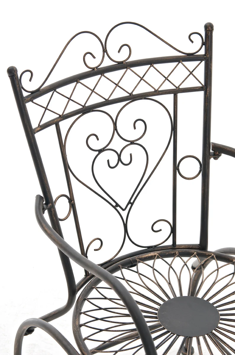 Chaise de jardin avec accoudoirs balcon terrasse design rustique en métal bronze 10_0003029