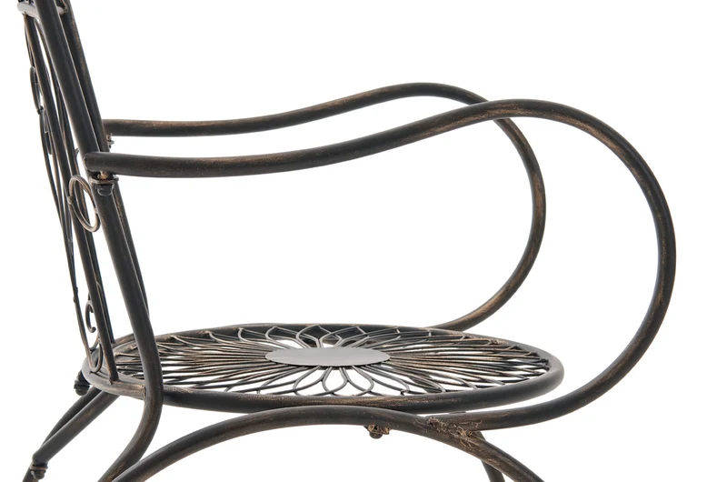 Chaise de jardin avec accoudoirs balcon terrasse design rustique en métal bronze 10_0003029