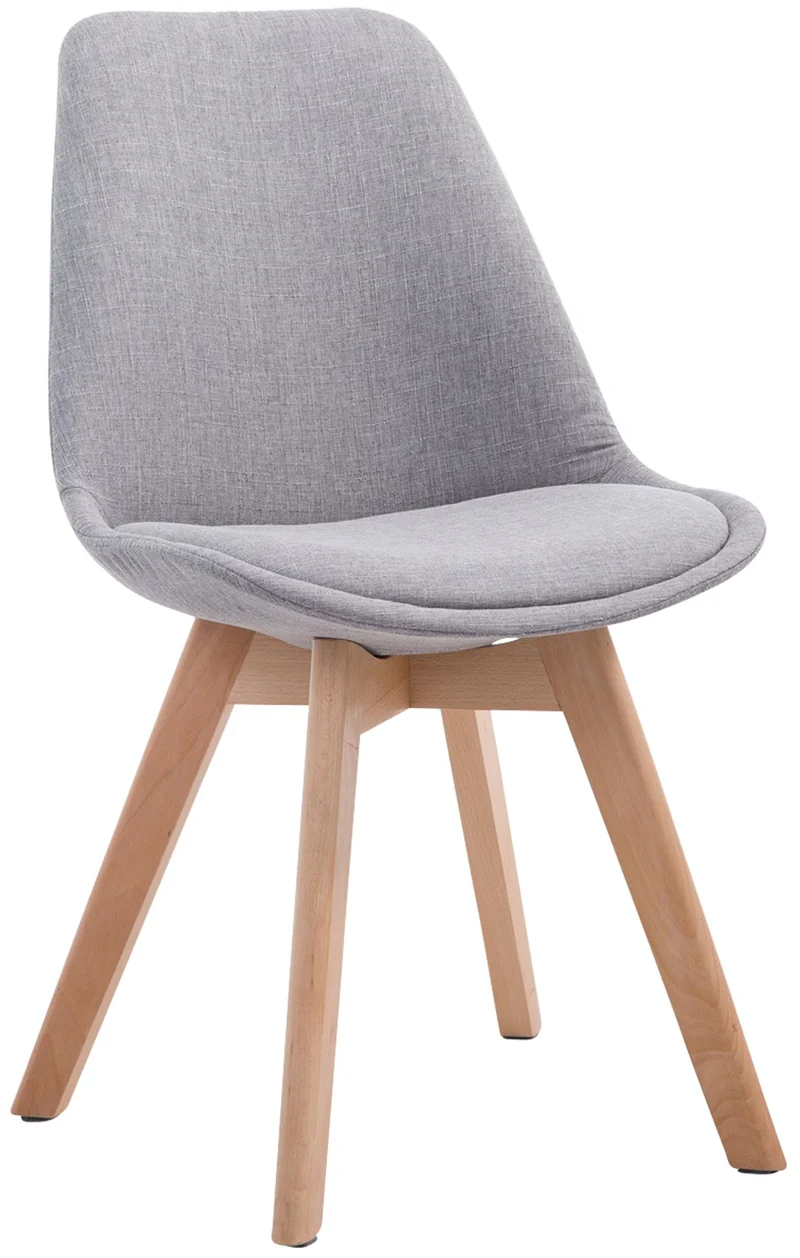 Chaise de salle à manger x1 design scandinave en tissu gris et piètement à 4 pieds en bois clair 10_0003272