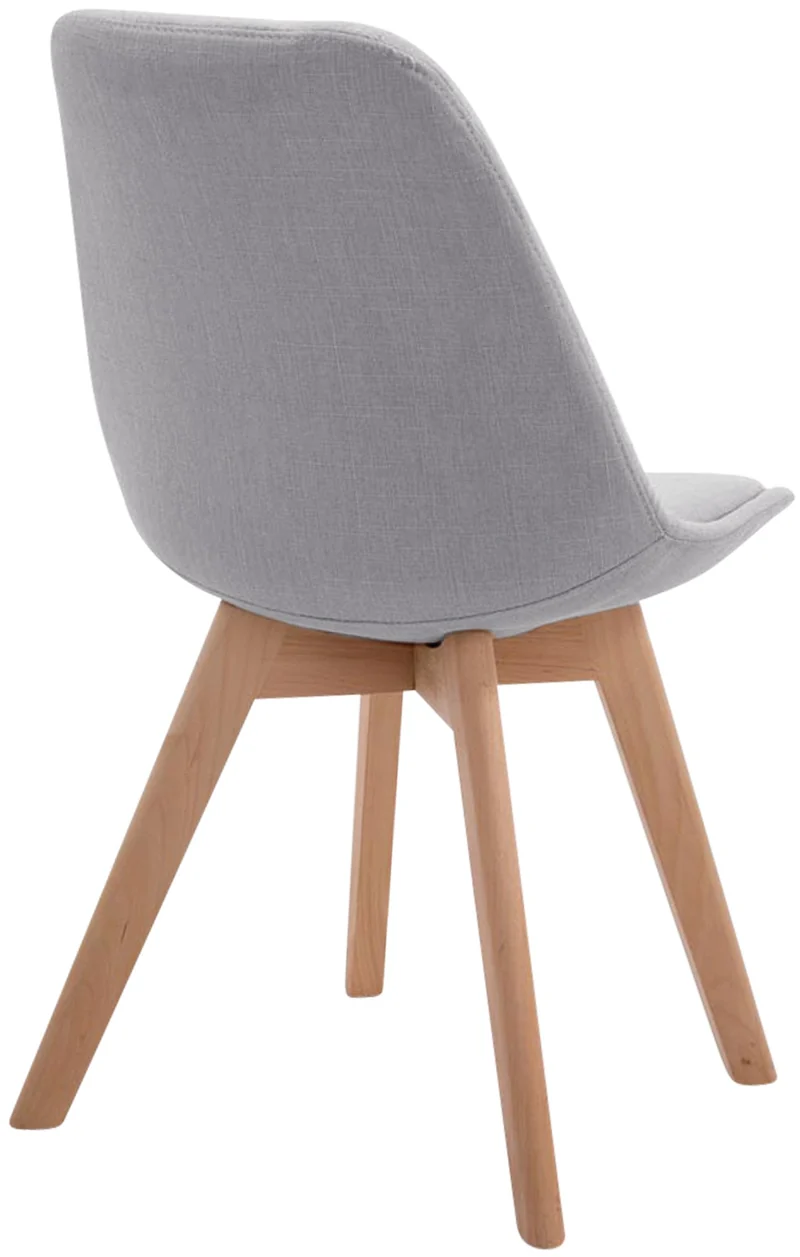 Chaise de salle à manger x1 design scandinave en tissu gris et piètement à 4 pieds en bois clair 10_0003272