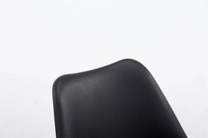Chaise de salle à manger x1 design scandinave en PVC et plastique noir et piètement à 4 pieds en bois clair 10_0003269