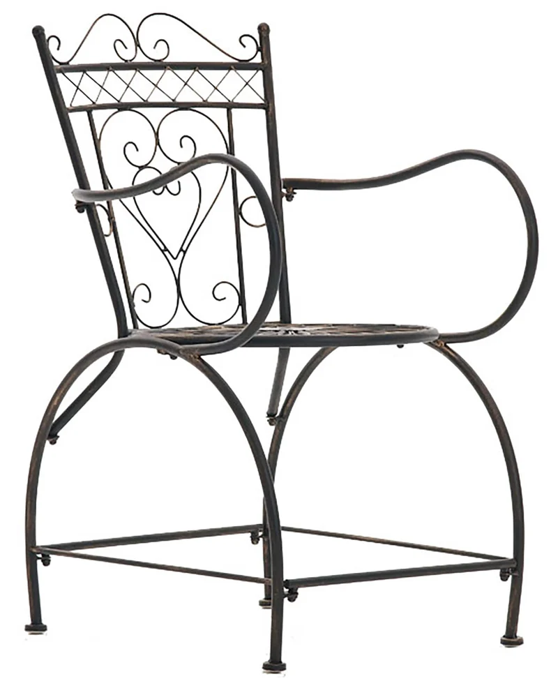 Lot de 2 chaises de jardin avec accoudoirs balcon terrasse design rustique en métal bronze 10_0002866