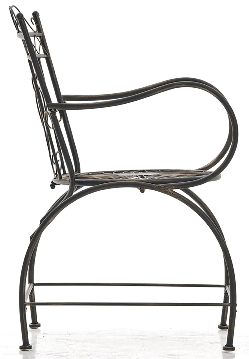 Lot de 2 chaises de jardin avec accoudoirs balcon terrasse design rustique en métal bronze 10_0002866