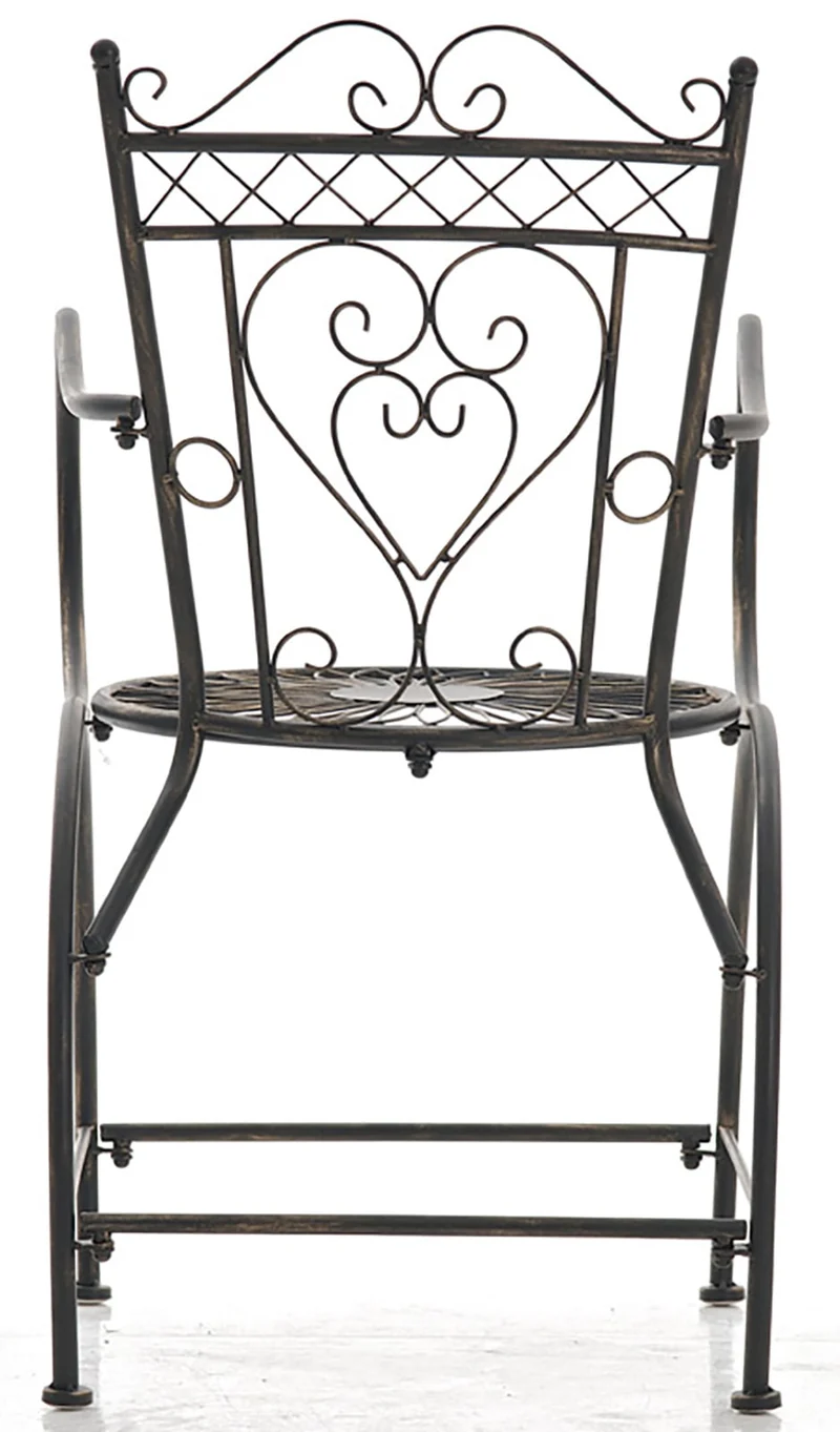 Lot de 2 chaises de jardin avec accoudoirs balcon terrasse design rustique en métal bronze 10_0002866
