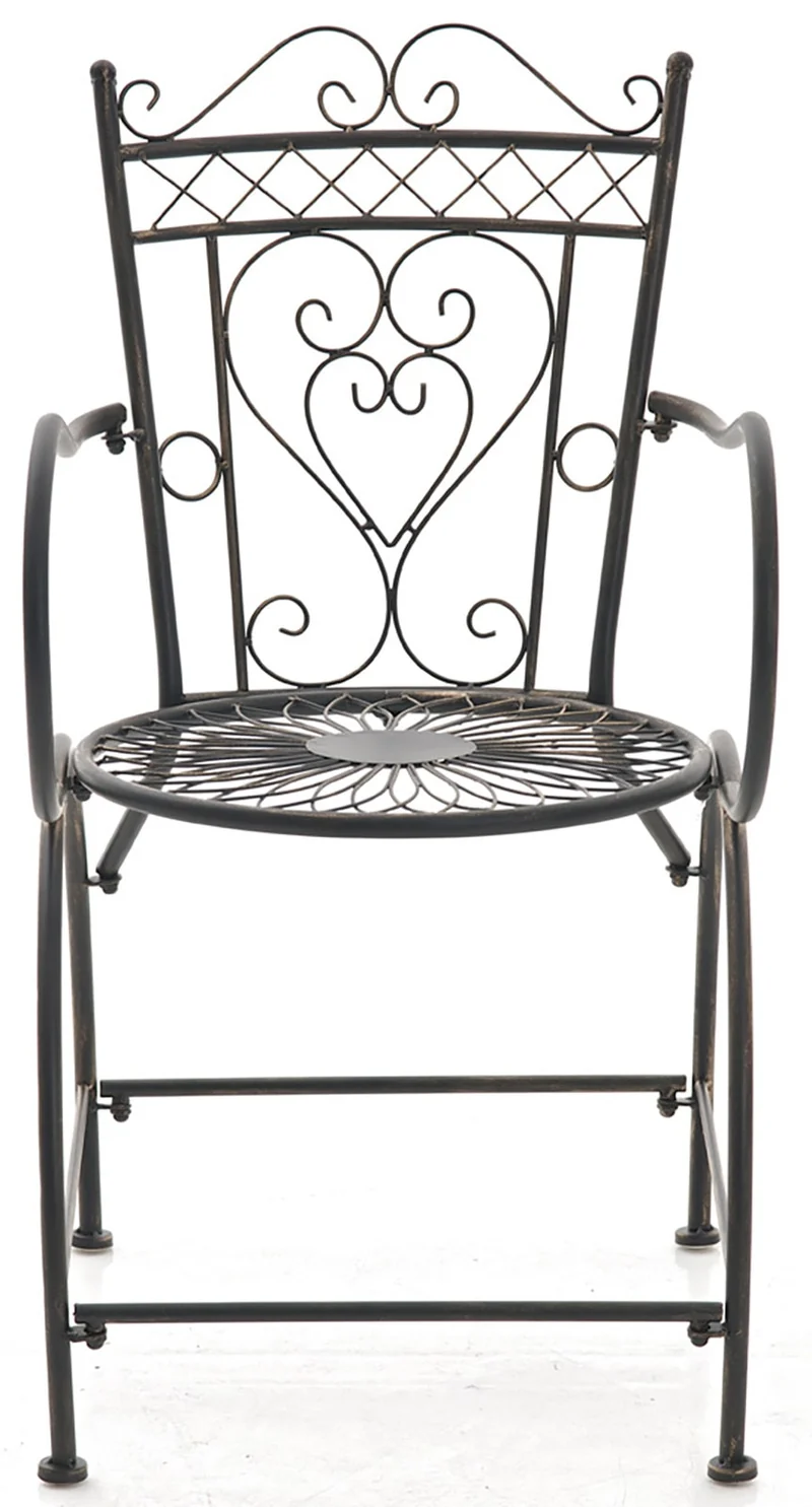 Lot de 2 chaises de jardin avec accoudoirs balcon terrasse design rustique en métal bronze 10_0002866
