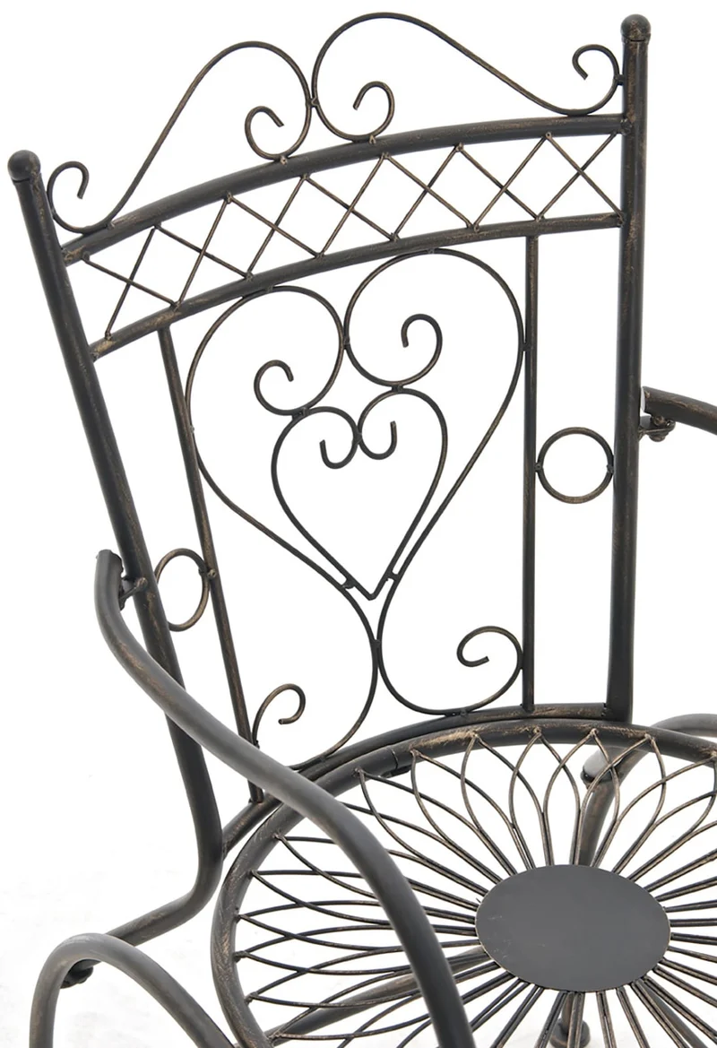 Lot de 2 chaises de jardin avec accoudoirs balcon terrasse design rustique en métal bronze 10_0002866