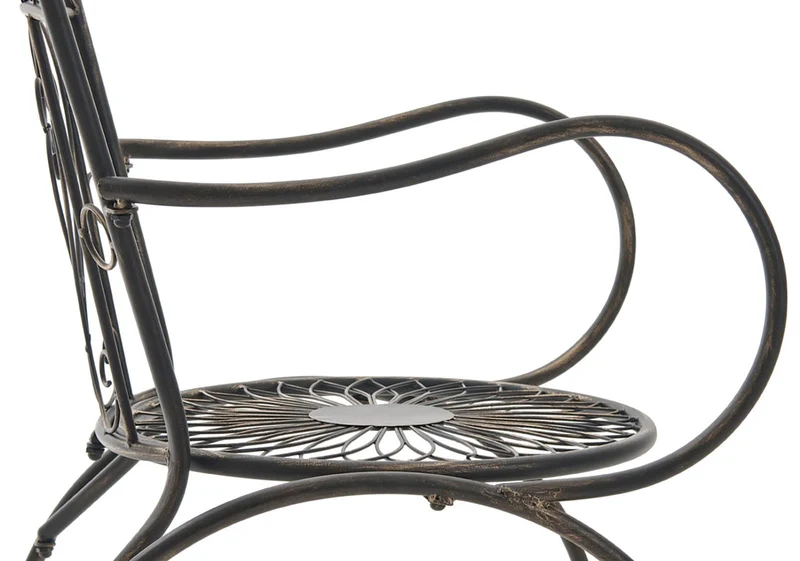 Lot de 2 chaises de jardin avec accoudoirs balcon terrasse design rustique en métal bronze 10_0002866