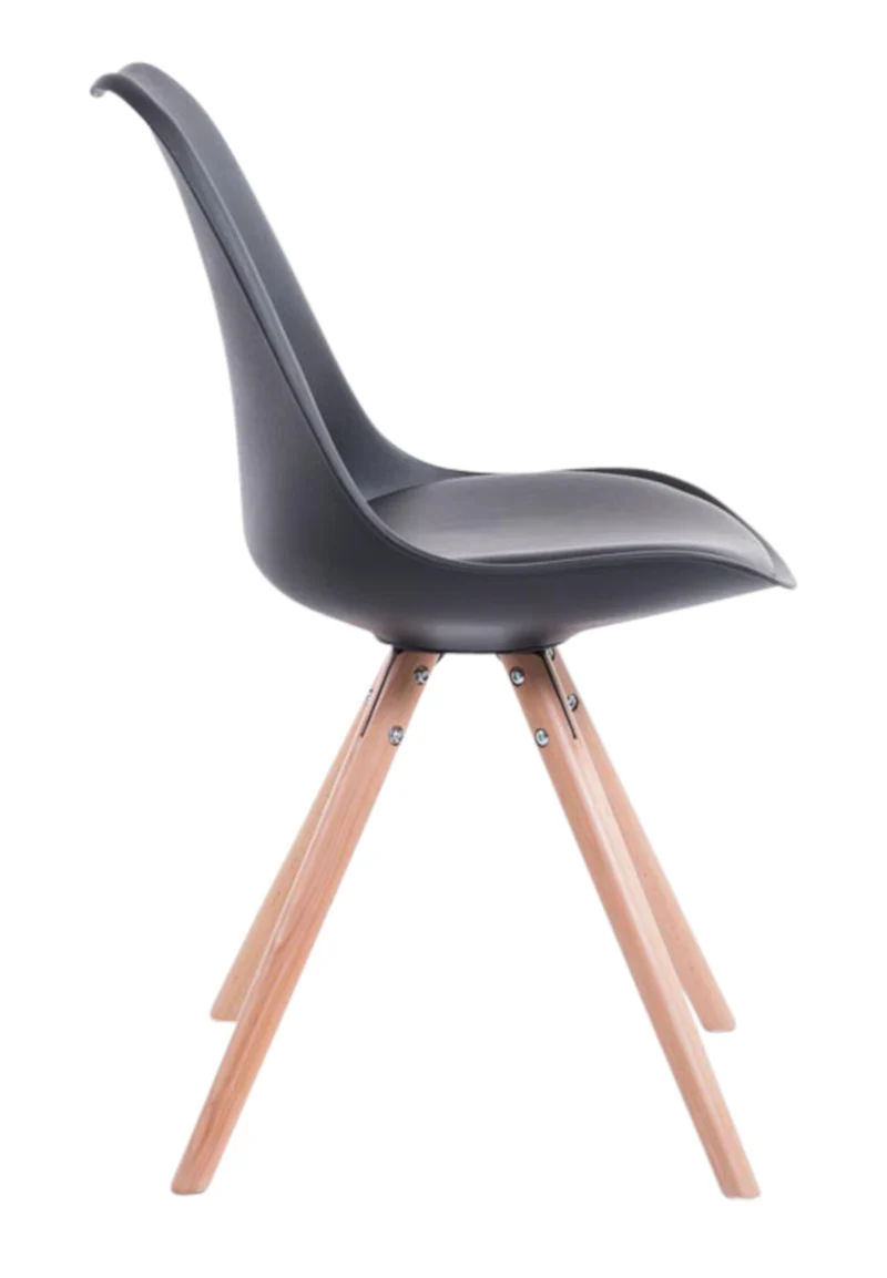 4 chaises de salle à manger style scandinave en synthétique et plastique noir pieds rond en bois clair CDS10378