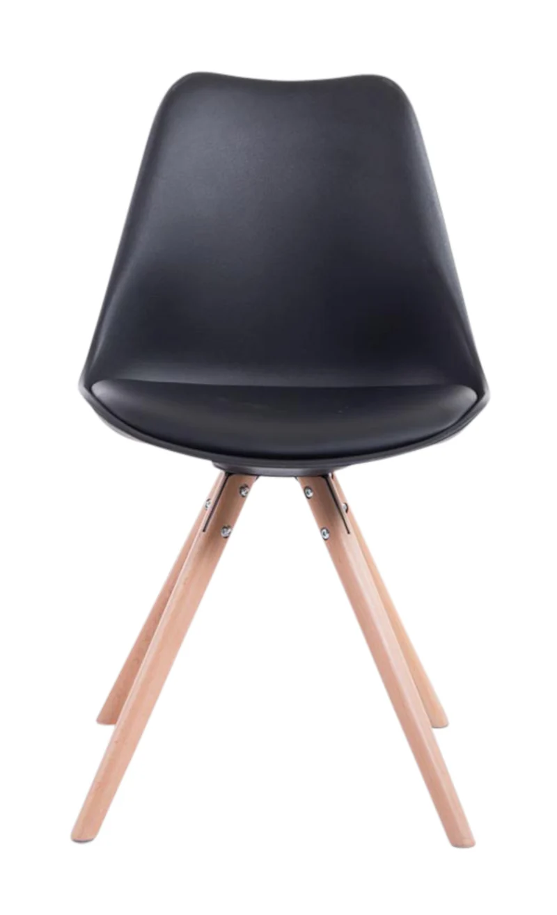 4 chaises de salle à manger style scandinave en synthétique et plastique noir pieds rond en bois clair CDS10378