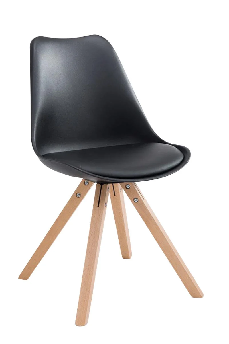 Lot de 2 chaises de salle à manger scandinave synthétique noir pieds bois CDS10020