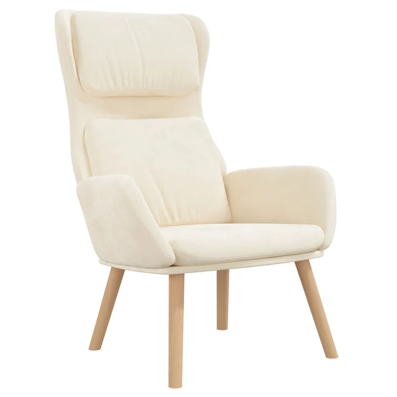 Fauteuil lounge chaise de canapé chambre design moderne en tissu velours crème DEC026638