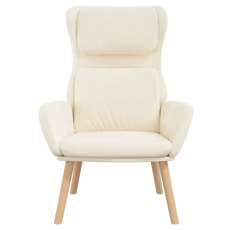 Fauteuil lounge chaise de canapé chambre design moderne en tissu velours crème DEC026638