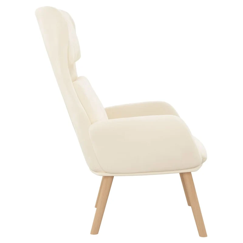 Fauteuil lounge chaise de canapé chambre design moderne en tissu velours crème DEC026638