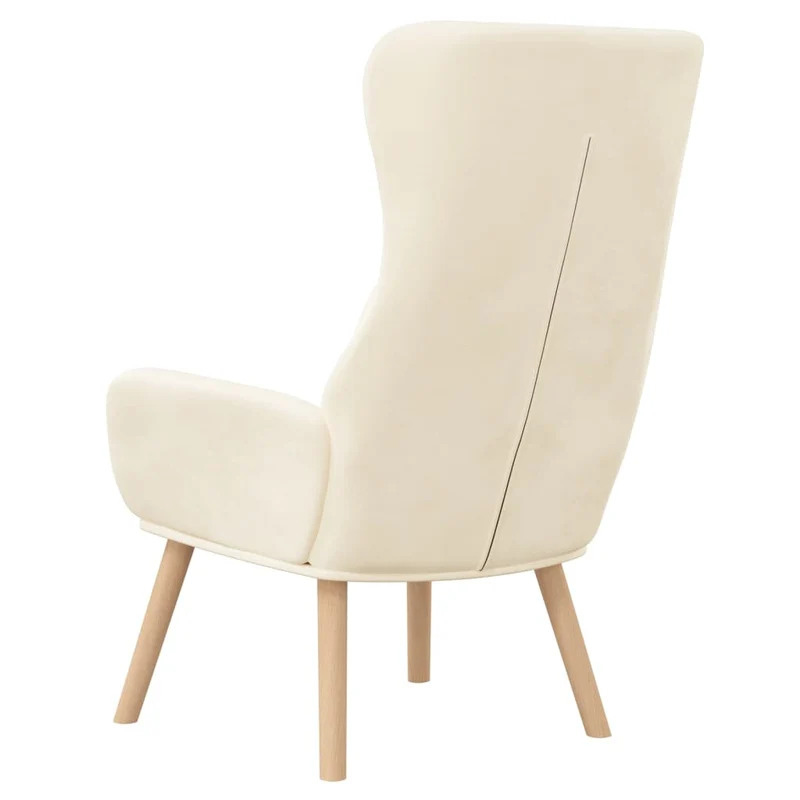 Fauteuil lounge chaise de canapé chambre design moderne en tissu velours crème DEC026638