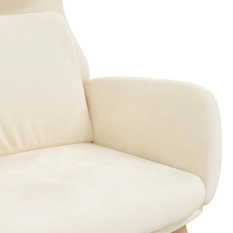Fauteuil lounge chaise de canapé chambre design moderne en tissu velours crème DEC026638