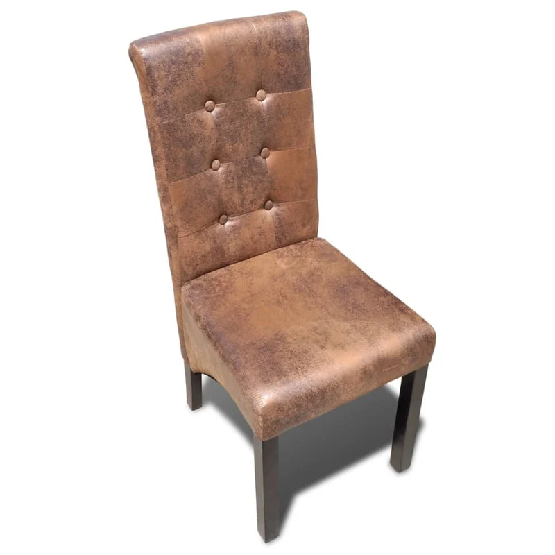 Lot de 4 chaises de salle à manger cuisine style vintage en synthétique marron daim CDS021707