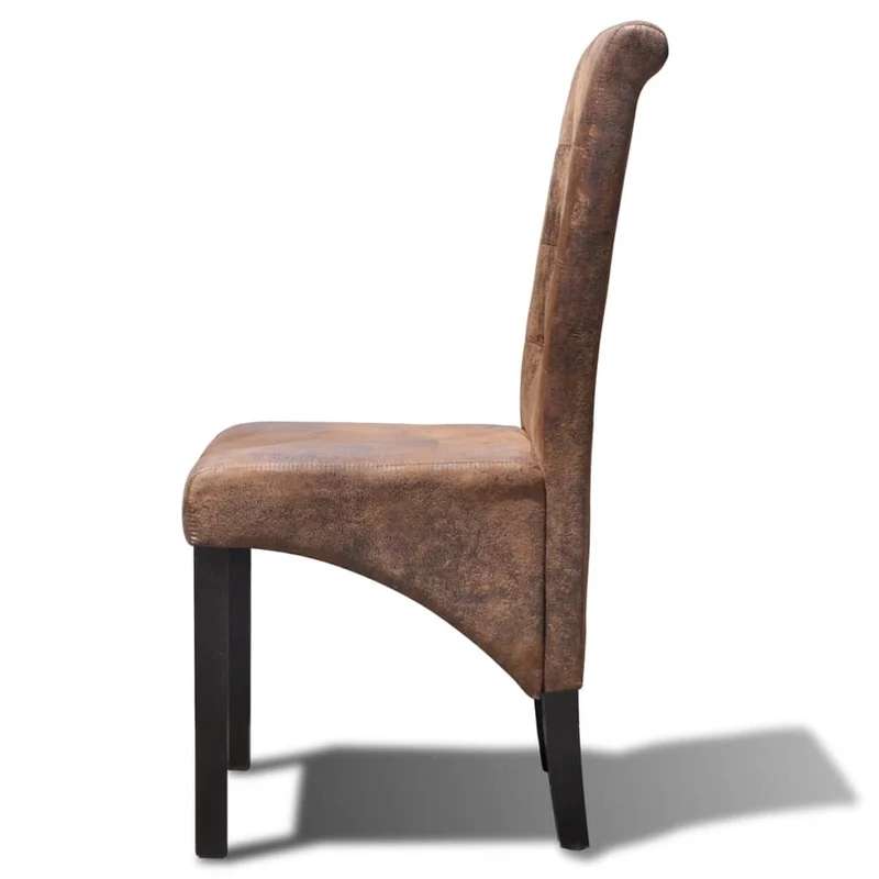Lot de 4 chaises de salle à manger cuisine style vintage en synthétique marron daim CDS021707