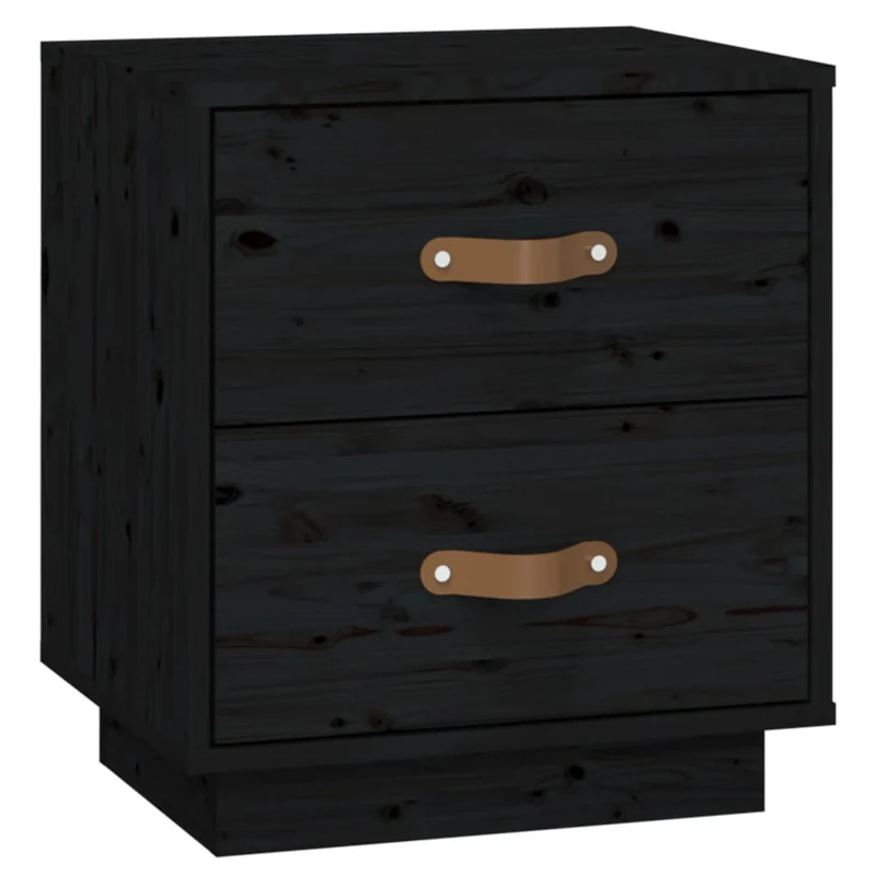 Lot de 2 tables de chevet avec deux tiroirs 40 x 34 x 45 cm bois de pin noir DEC036222