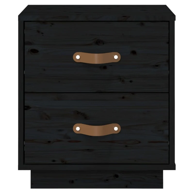 Lot de 2 tables de chevet avec deux tiroirs 40 x 34 x 45 cm bois de pin noir DEC036222
