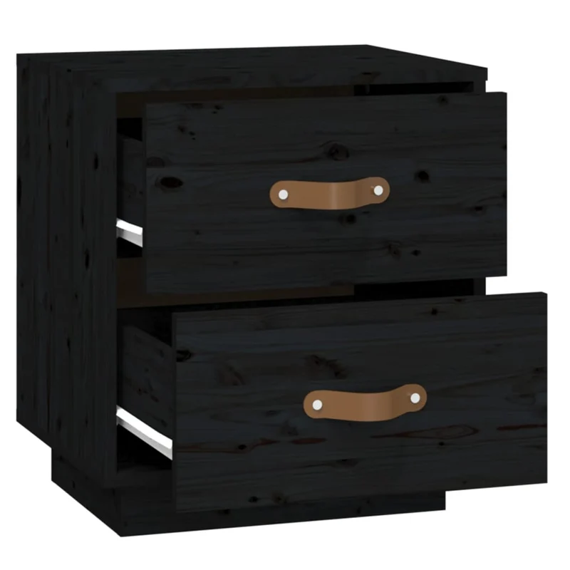 Lot de 2 tables de chevet avec deux tiroirs 40 x 34 x 45 cm bois de pin noir DEC036222