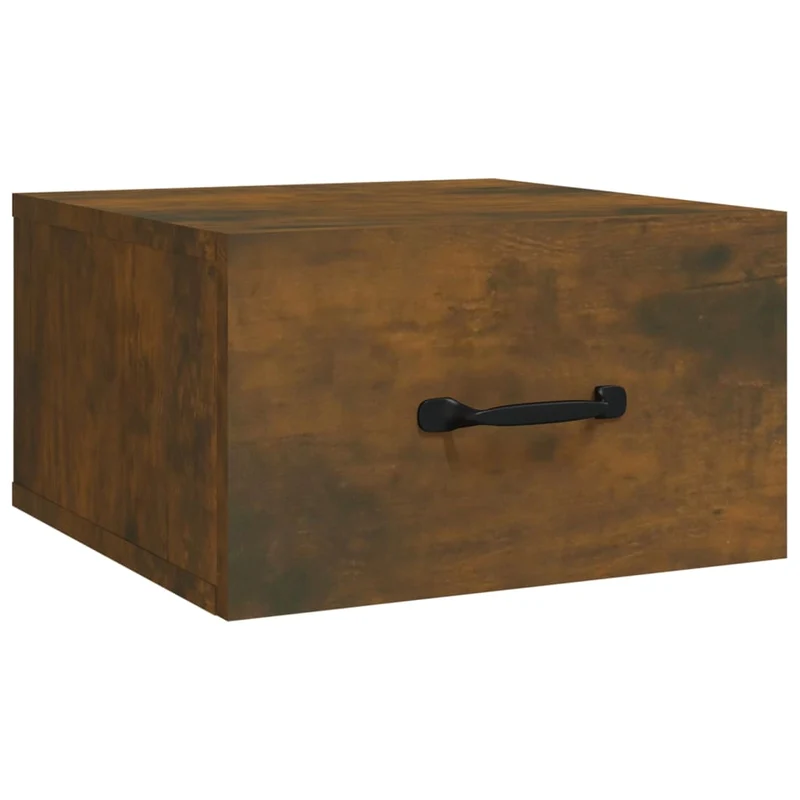 Lot de 2 tables de chevet murales avec tiroir 35 x 35 x 20 cm bois d'ingénierie marron DEC036046