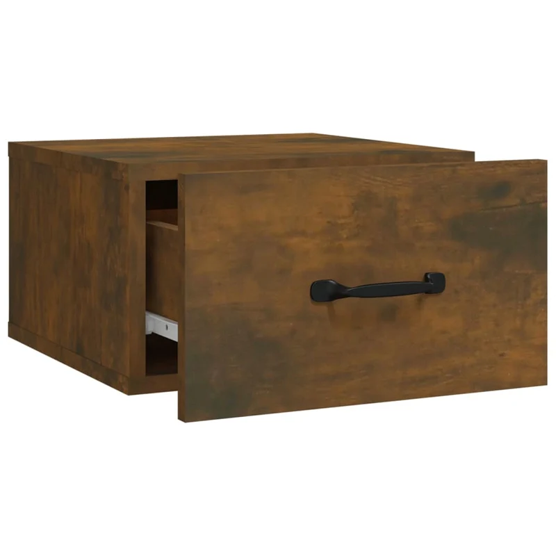 Lot de 2 tables de chevet murales avec tiroir 35 x 35 x 20 cm bois d'ingénierie marron DEC036046