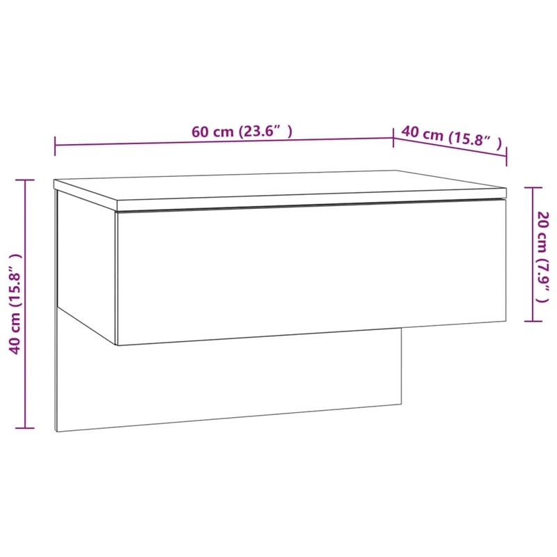 Lot de 2 tables de chevet murales 60 x 40 x 40 cm avec tiroir bois d'ingénierie marron DEC036044